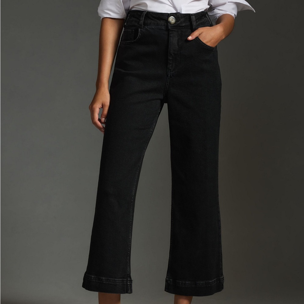 Pilcro/Anthropologie The Skipper High-Rise Crop Wide-Leg Jeans Dark City Was